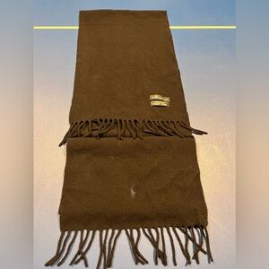 Polo Ralph Lauren Black Unisex 100% Lambswool Made In Scotland Fringe Scarf